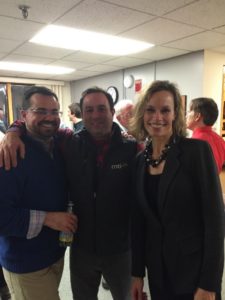 MTI Staff Lou Simms, Joe Migliaccio, and Emily Cordray at the holiday party