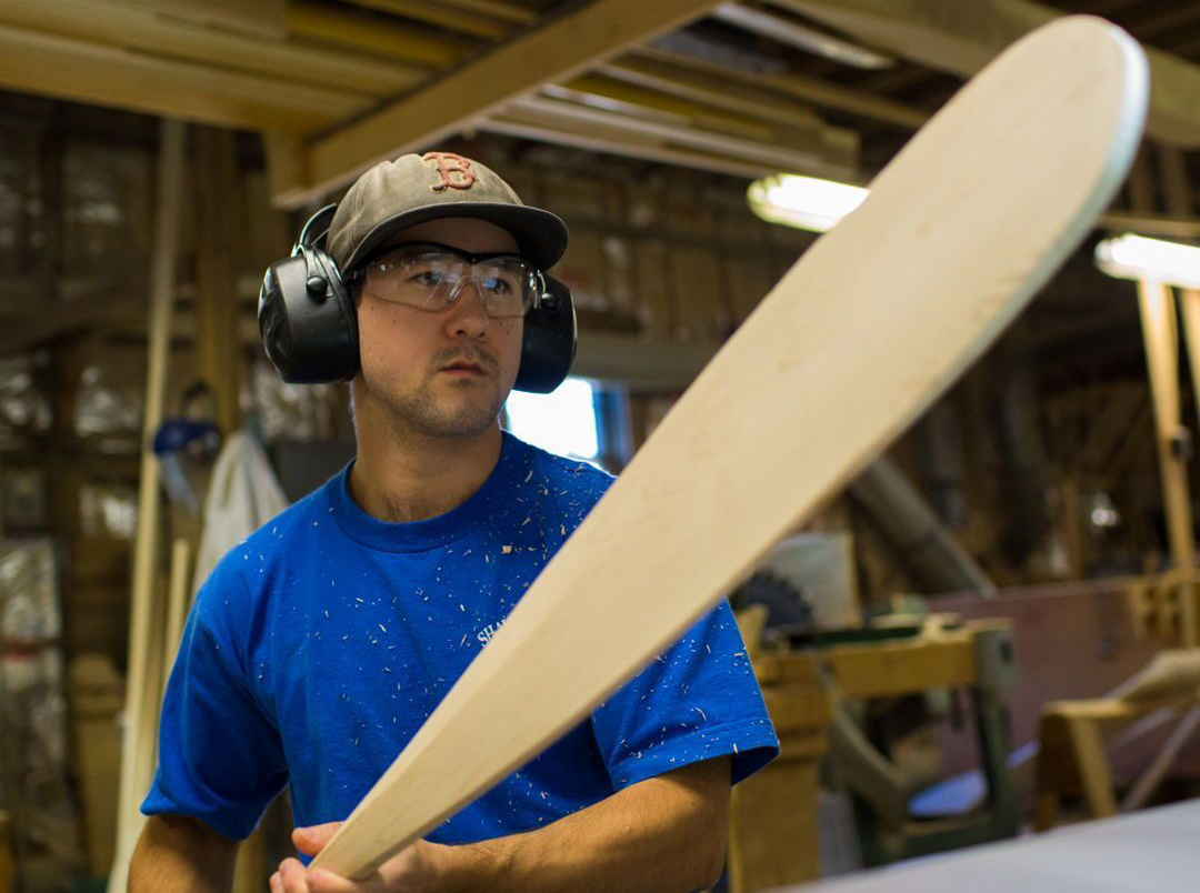 Man working in workshop on Oar
