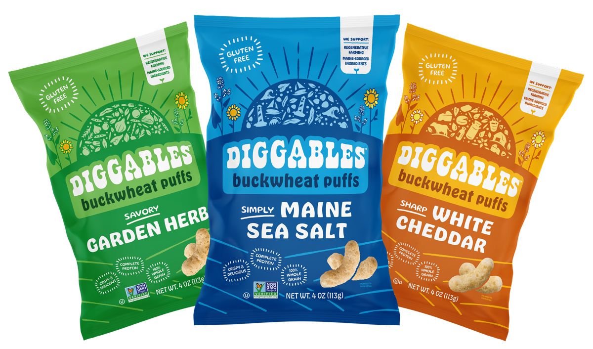 Diggables buckwheat puffs in three flavors