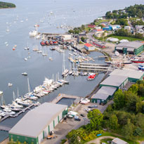 Aerial view of shipyard