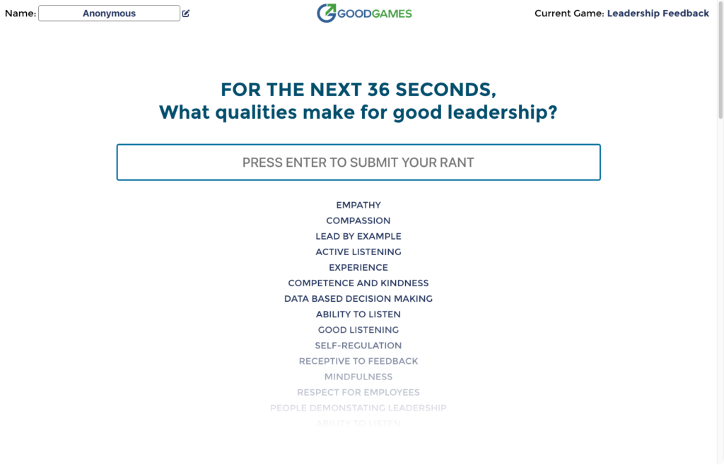 Screenshot of GoodGames in use