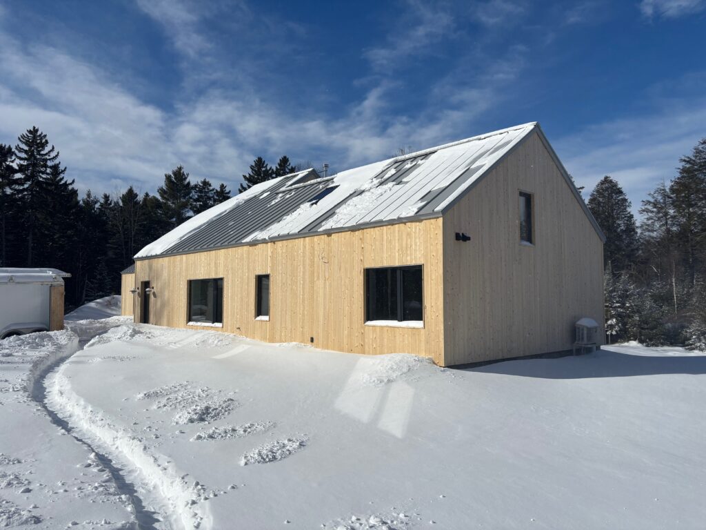 building in snowfall