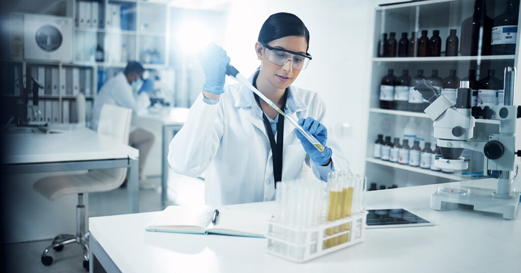 Life Science board nominations post. Image of woman scientist in laboratory