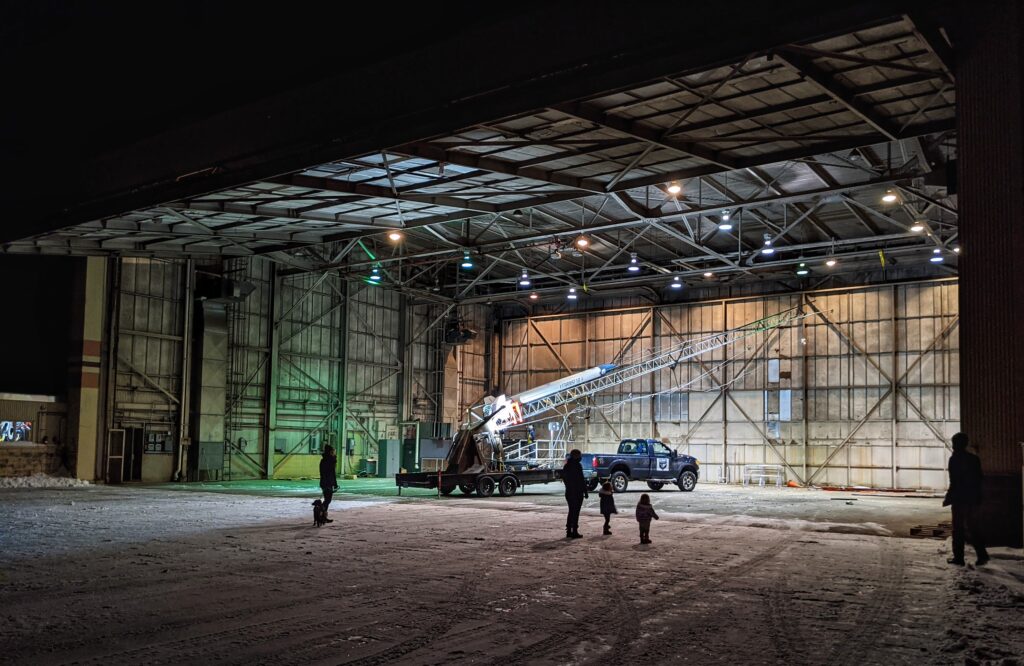 hangar early morning before heading out for launch