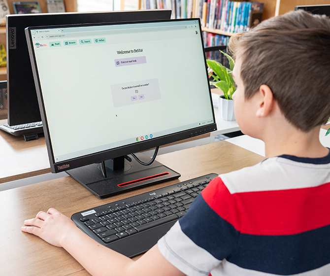 Student at computer